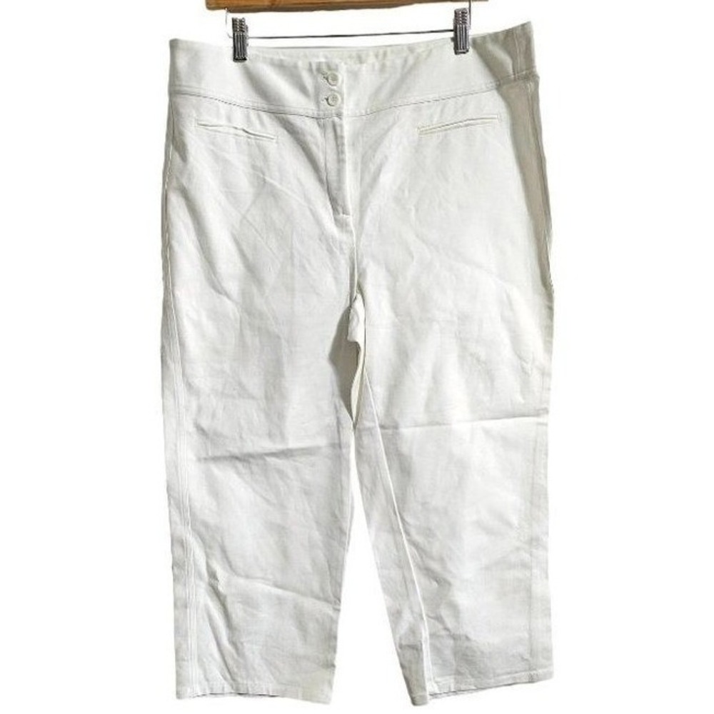 Peck&peck cropped ankle flat‎ front pants size 16 White